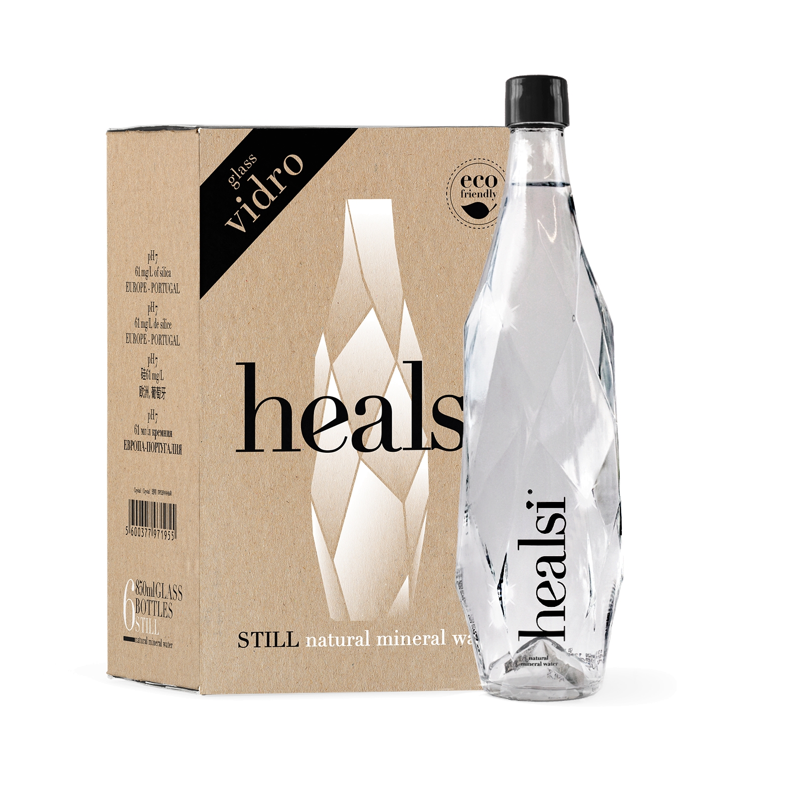Botella Agua Cristal Healsi 40cl - Etiqueta adhesiva todo color